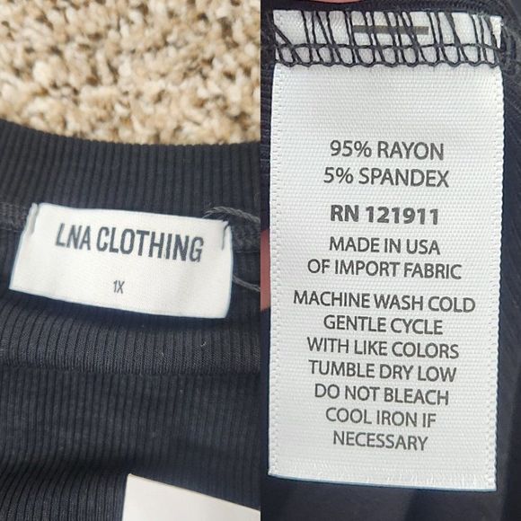 LNA Easy Rib Tee Dress Black Size 1X PL-SS2021 - Picture 10 of 15